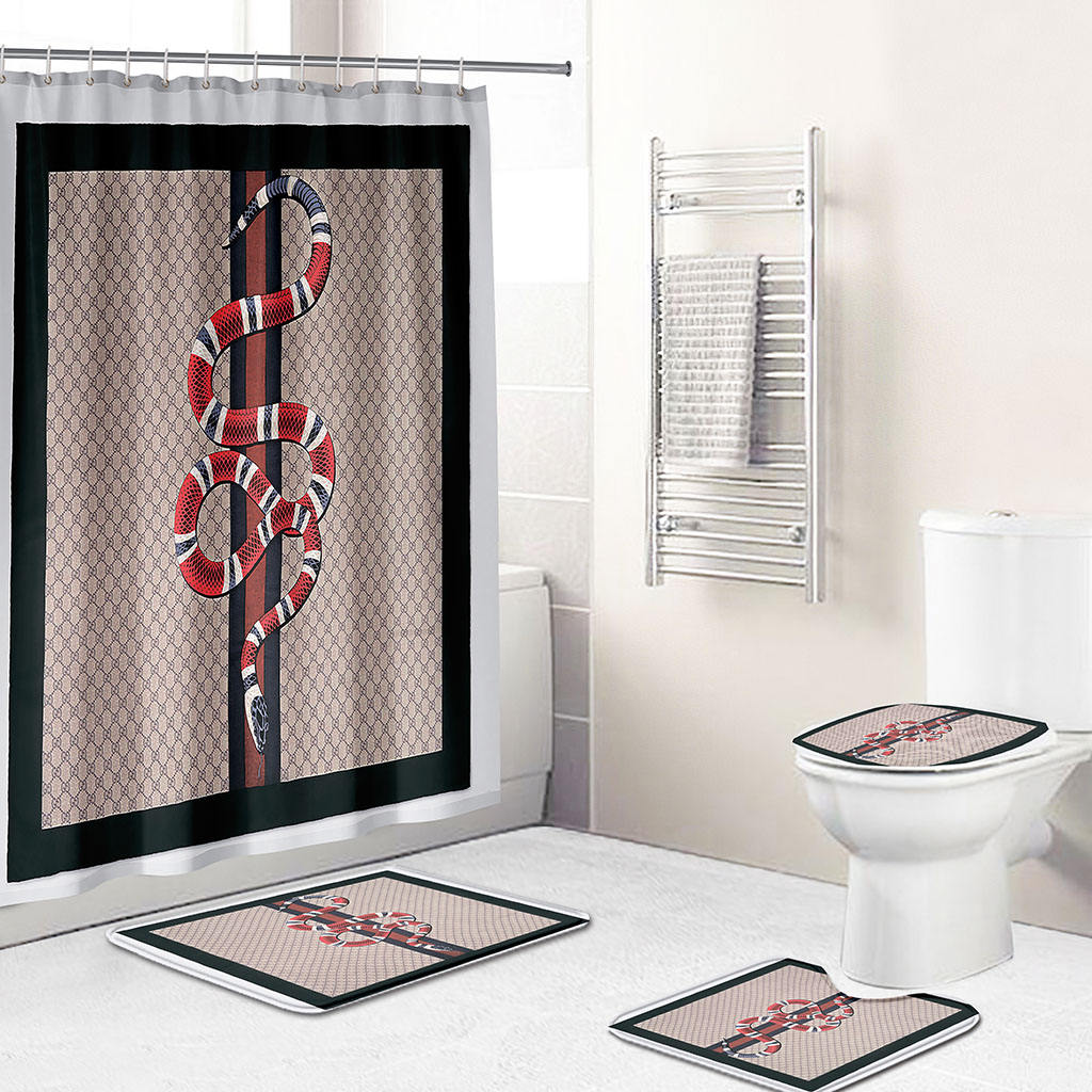 Gucci bathroom set snake red shower curtain