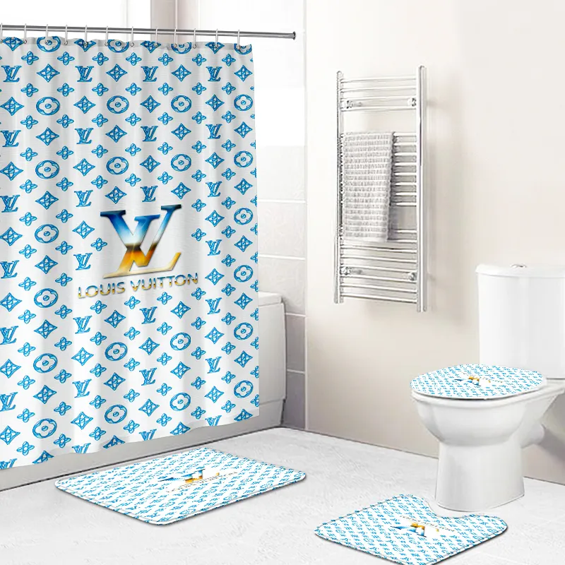 Shower curtains louis vitton blue sea full bathroom sets