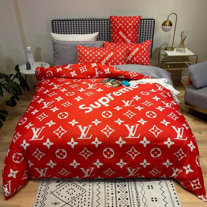 LV x Supreme Red Bedding Set