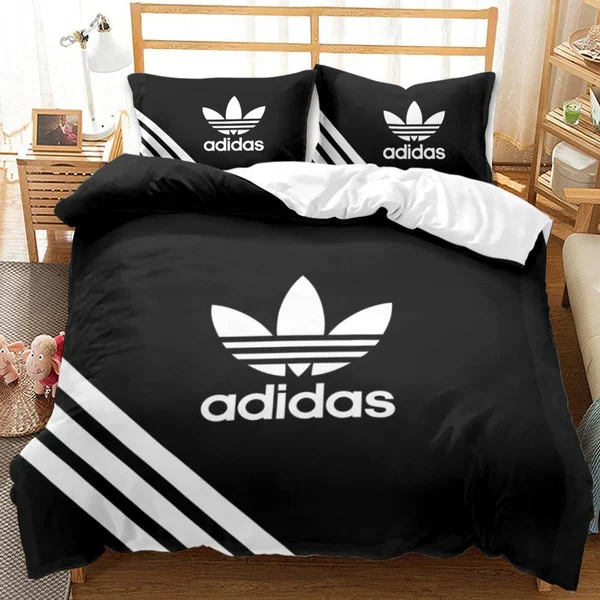 Adidas black luxury fashion brand bed comforter bedspread duvet cover set hn