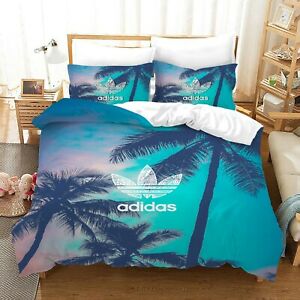 Adidas palm tree luxury brand bedding set bedspread duvet cover set home decor hn