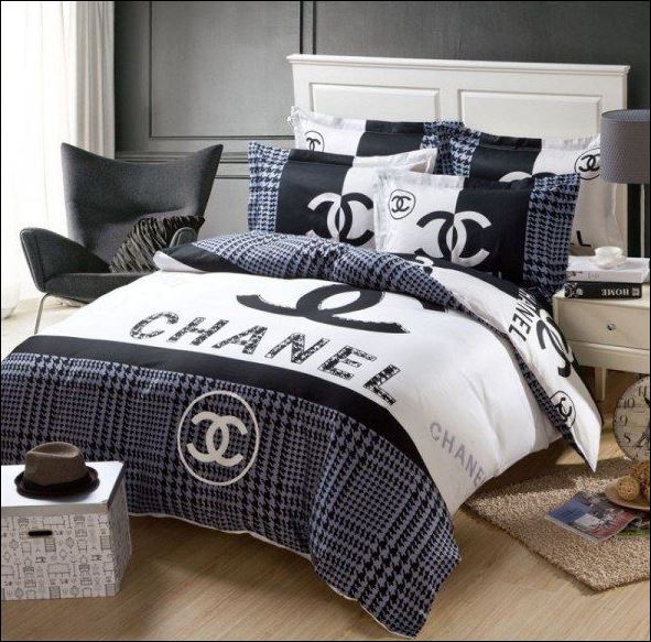 Chanel luxury brand bedding set bedspread duvet cover set home decor hn