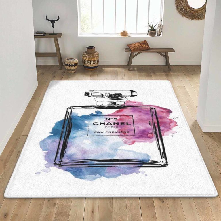 Chanel no 5 perfume area rug