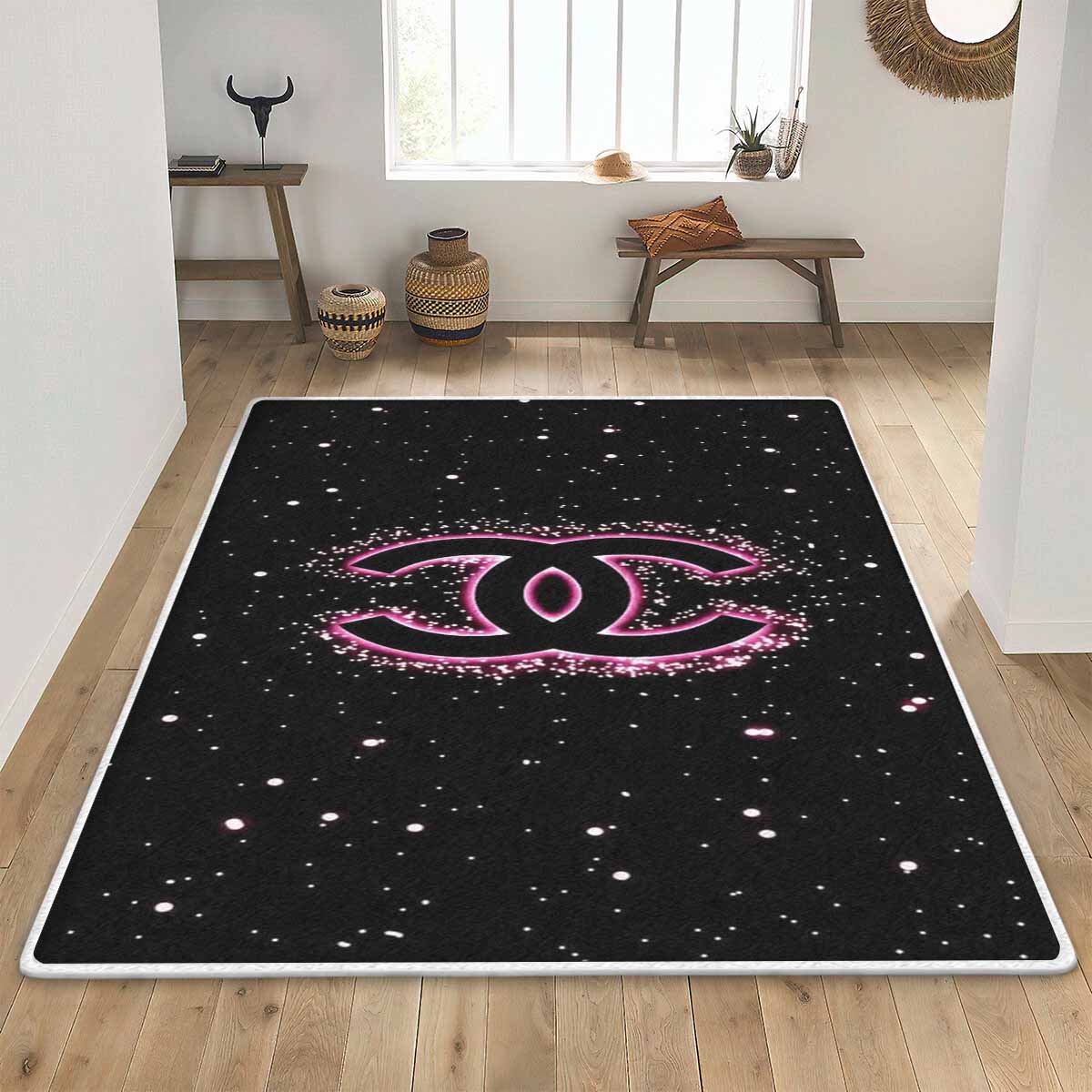 Chanel sparkle logo area rug carpet