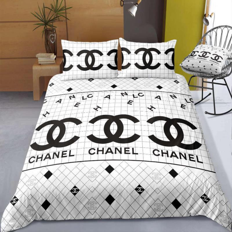 Chanel white luxury brand high-end bedding set home decor ht #2