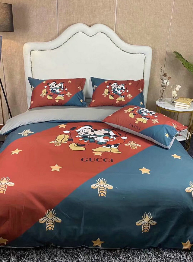 Couple mickey and minnie gucci luxury brand bedding set bedspread duvet cover set hn