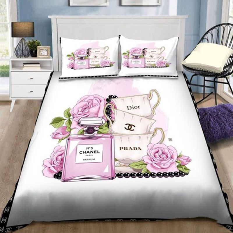Floral luxury fashion brand bedding set bedspread duvet cover set home decor hn