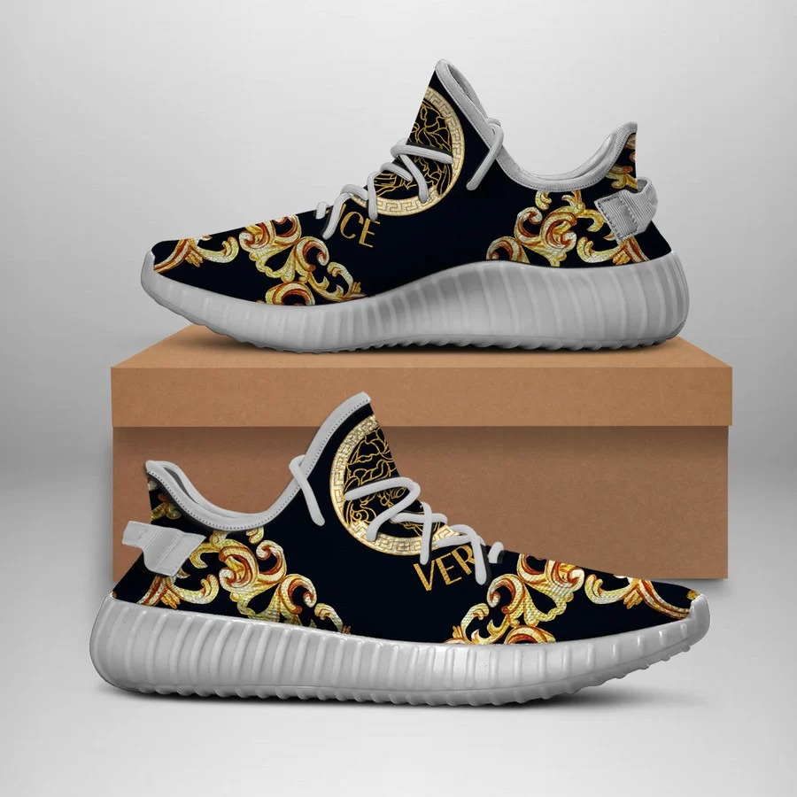Gianni versace black gold yeezy boost shoes sport sneakers