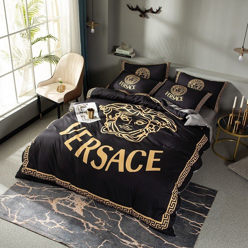Gianni versace black luxury brand high-end bedding set home decor ht #2