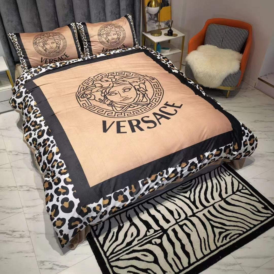 Gianni versace brown luxury brand high-end bedding set home decor ht