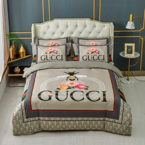 Gucci bee flower luxury brand high-end bedding set home decor ht