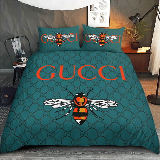 Gucci bee luxury brand high-end bedding set home decor ht #1