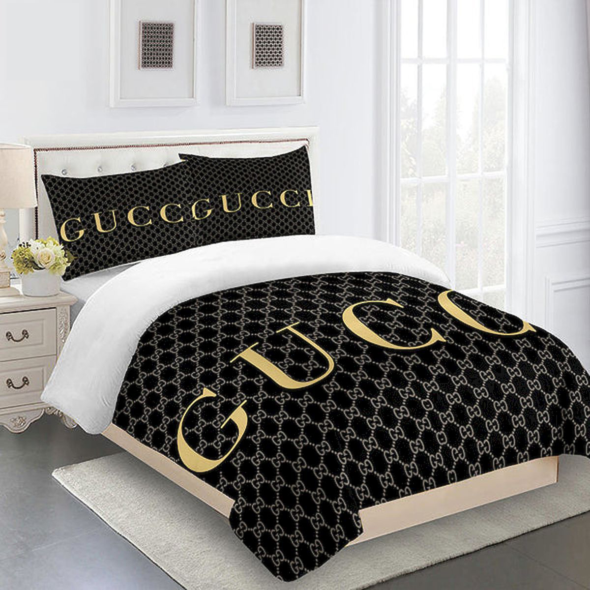 Gucci black luxury brand high-end bedding set home decor ht #2