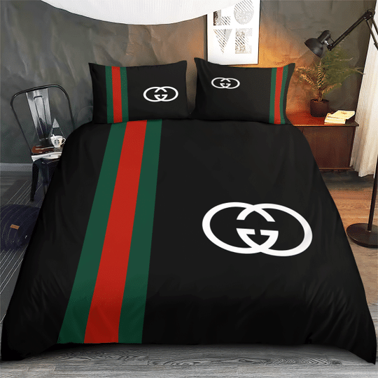 Gucci black luxury brand high-end bedding set home decor ht #3