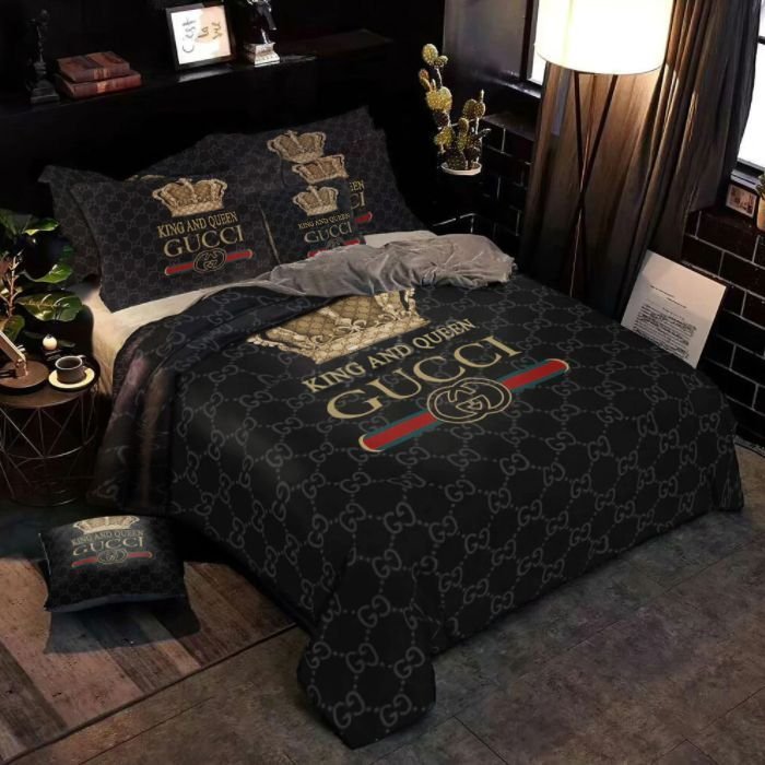 Gucci king and queen luxury brand high-end bedding set home decor ht