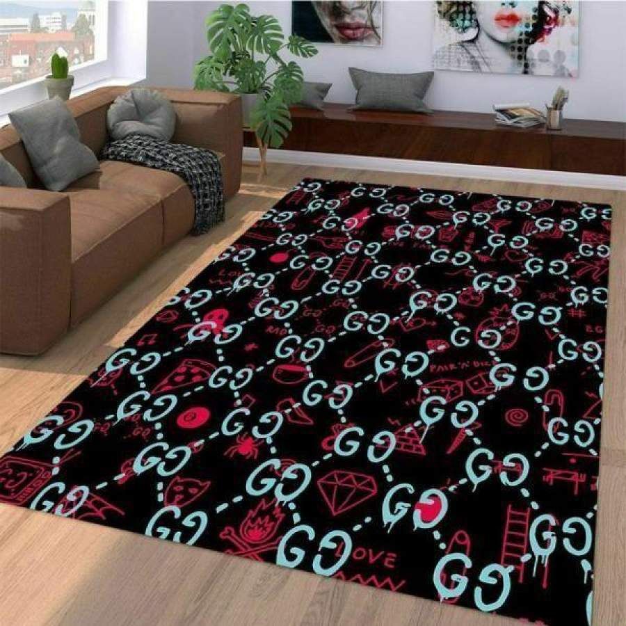 Gucci monogram and doodle gucci rug home decor