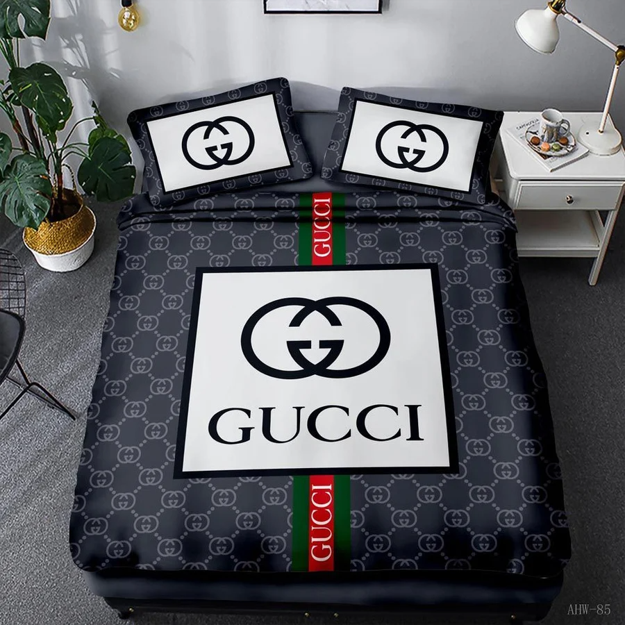 Gucci navy luxury brand high-end bedding set home decor ht