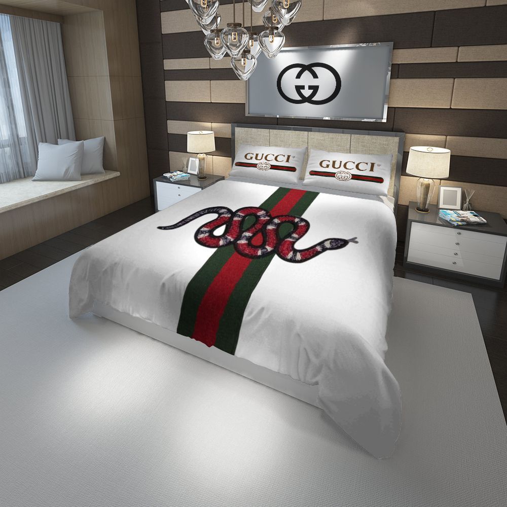 Gucci snake luxury brand high-end bedding set home decor ht