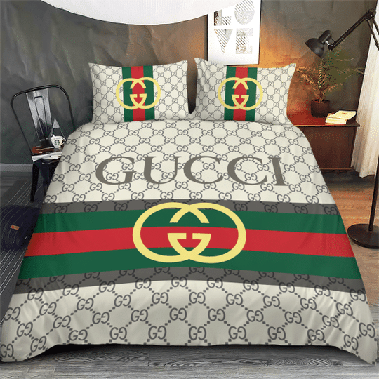 Gucci stripe luxury brand high-end bedding set home decor ht #4