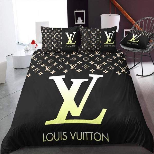 Louis vuitton black luxury brand high-end bedding set lv home decor ht