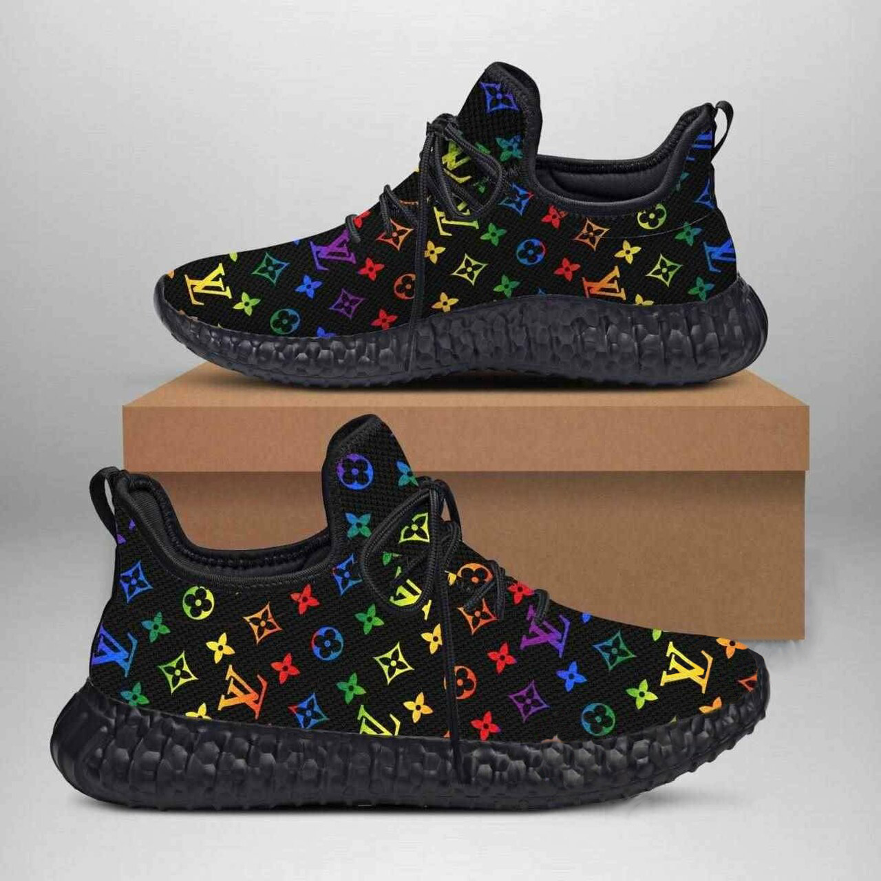Louis vuitton black yeezy boost shoes sport sneakers