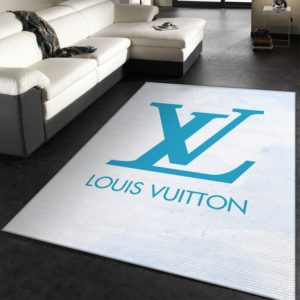 Louis vuitton blue logo area rug carpet