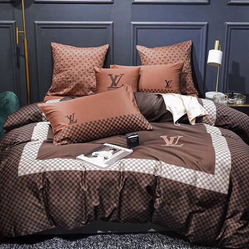 Louis vuitton brown luxury brand high-end bedding set lv home decor ht