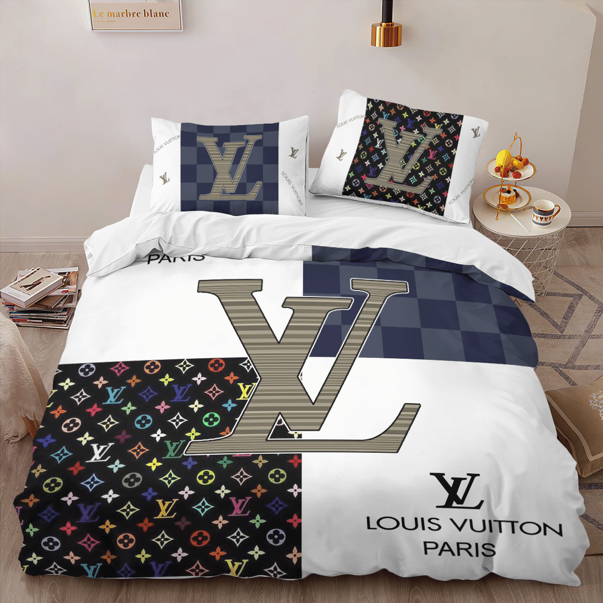 Louis vuitton luxury brand high-end bedding set lv home decor ht