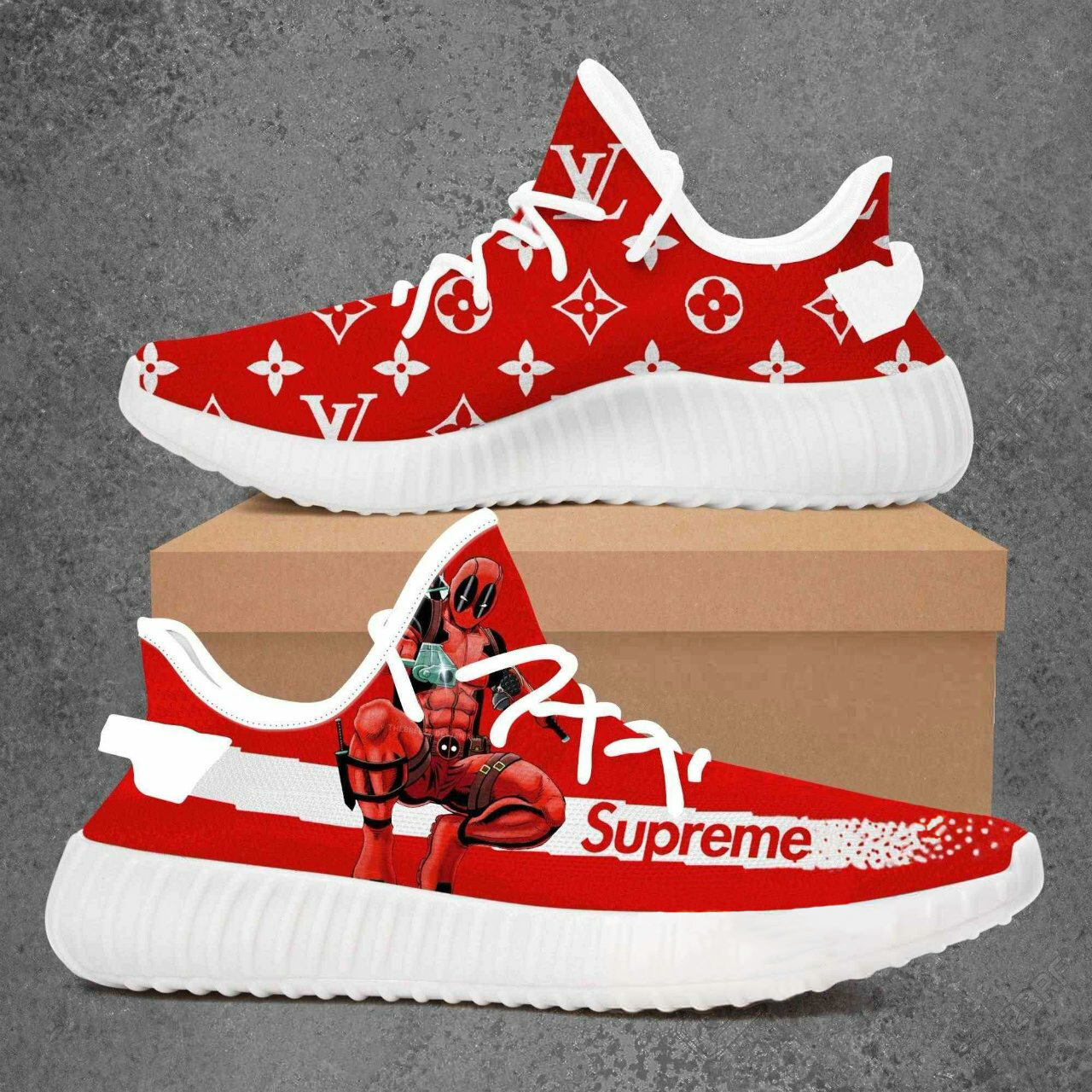 Louis vuitton supreme deadpool marvel yeezy boost shoes sport sneakers #3
