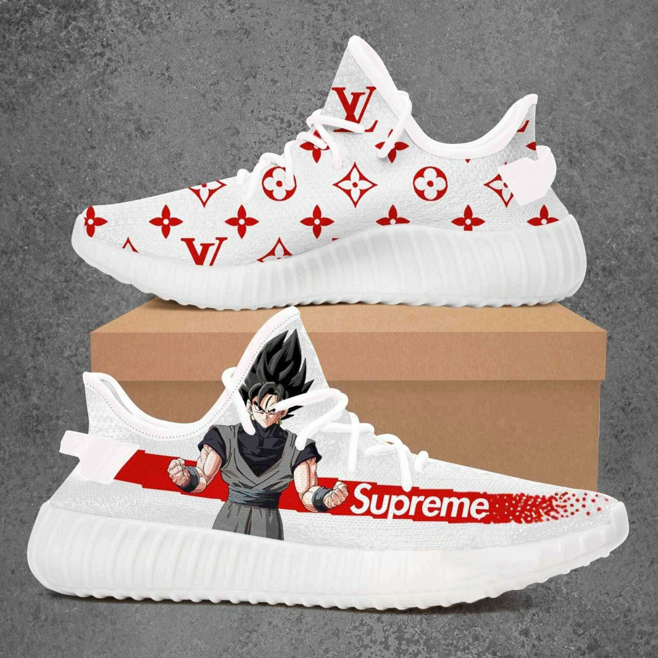 Louis vuitton supreme dragon ball yeezy boost shoes sport sneakers #7
