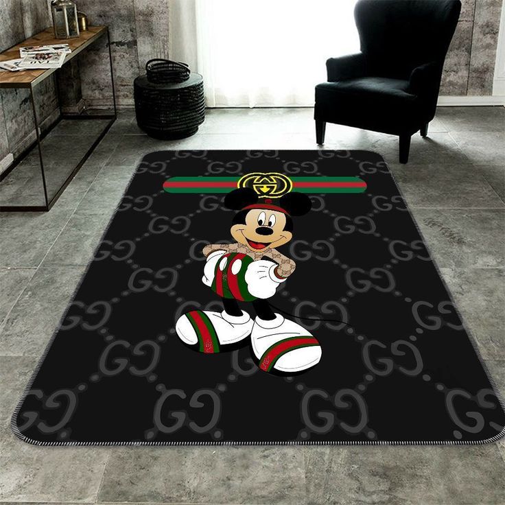 Mickey with gucci monogram gucci rug home decor