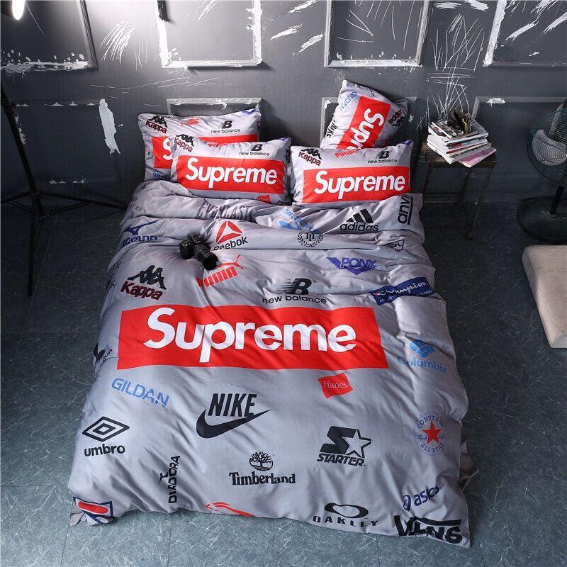 Supreme luxury fashion brand bed comforter bedspread duvet cover set hn