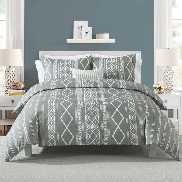 Scandinavian Style Bedding – Minimalist Tribal Design in Grey & White