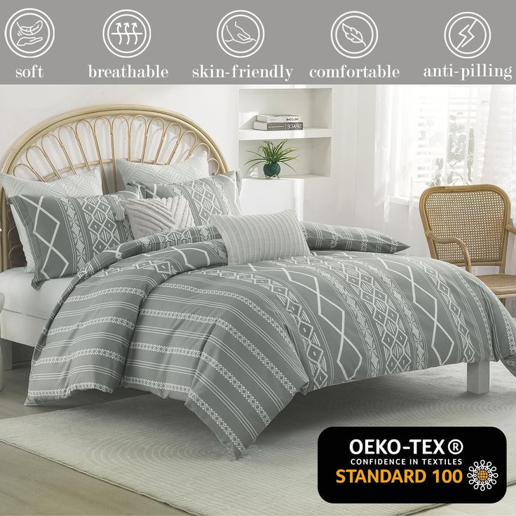 Scandinavian Style Bedding – Minimalist Tribal Design in Grey & White