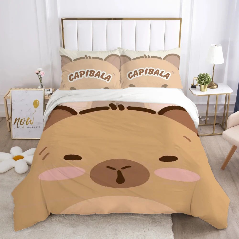 Cute Capybara Bedding Set – Kawaii Animal Comforter for Kids and Teens