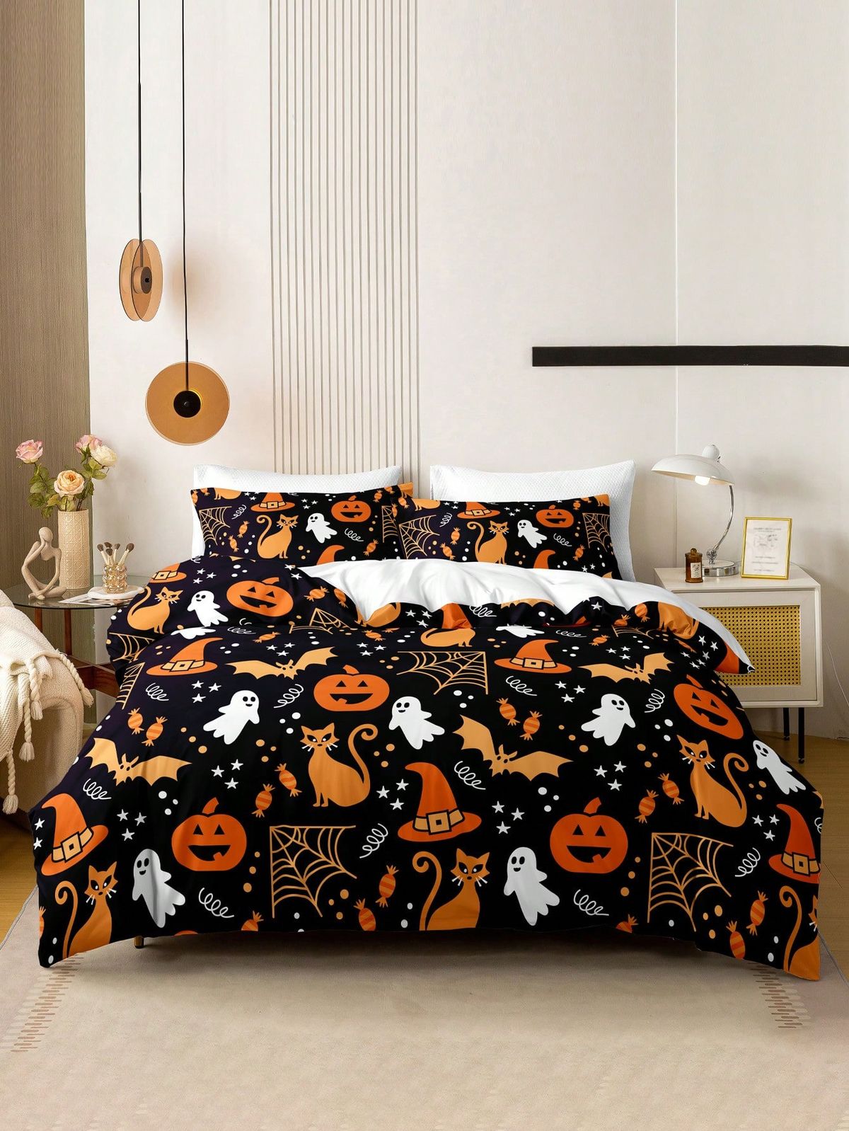 Halloween Pumpkin & Ghost Bedding Set – Cozy & Spooky Nights