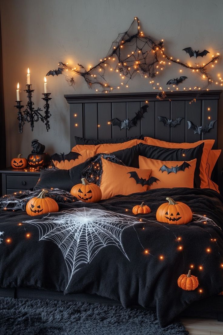 Black & Orange Halloween Bedding – Ghostly Vibes for Your Room