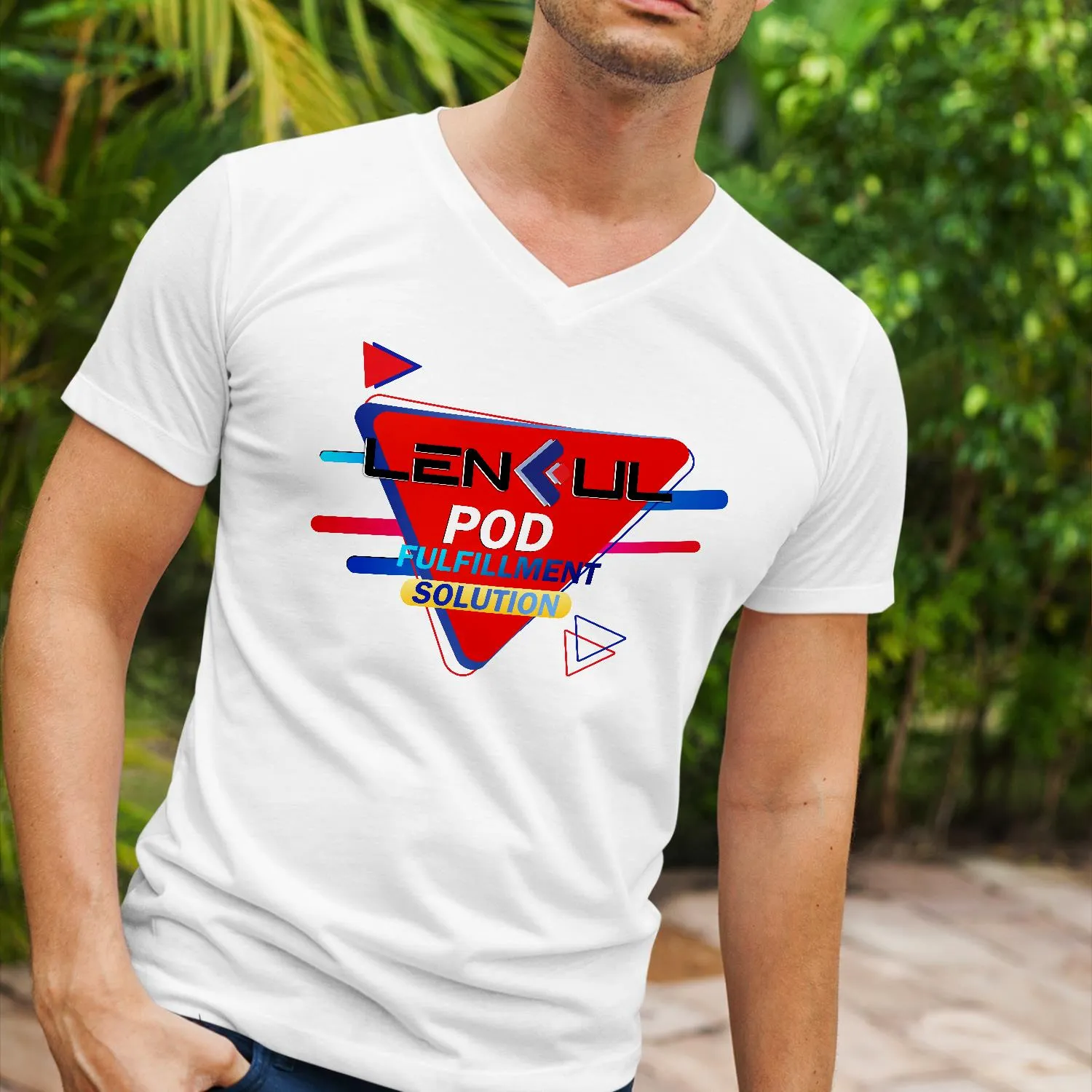 US Unisex Short Sleeve V-Neck Tee