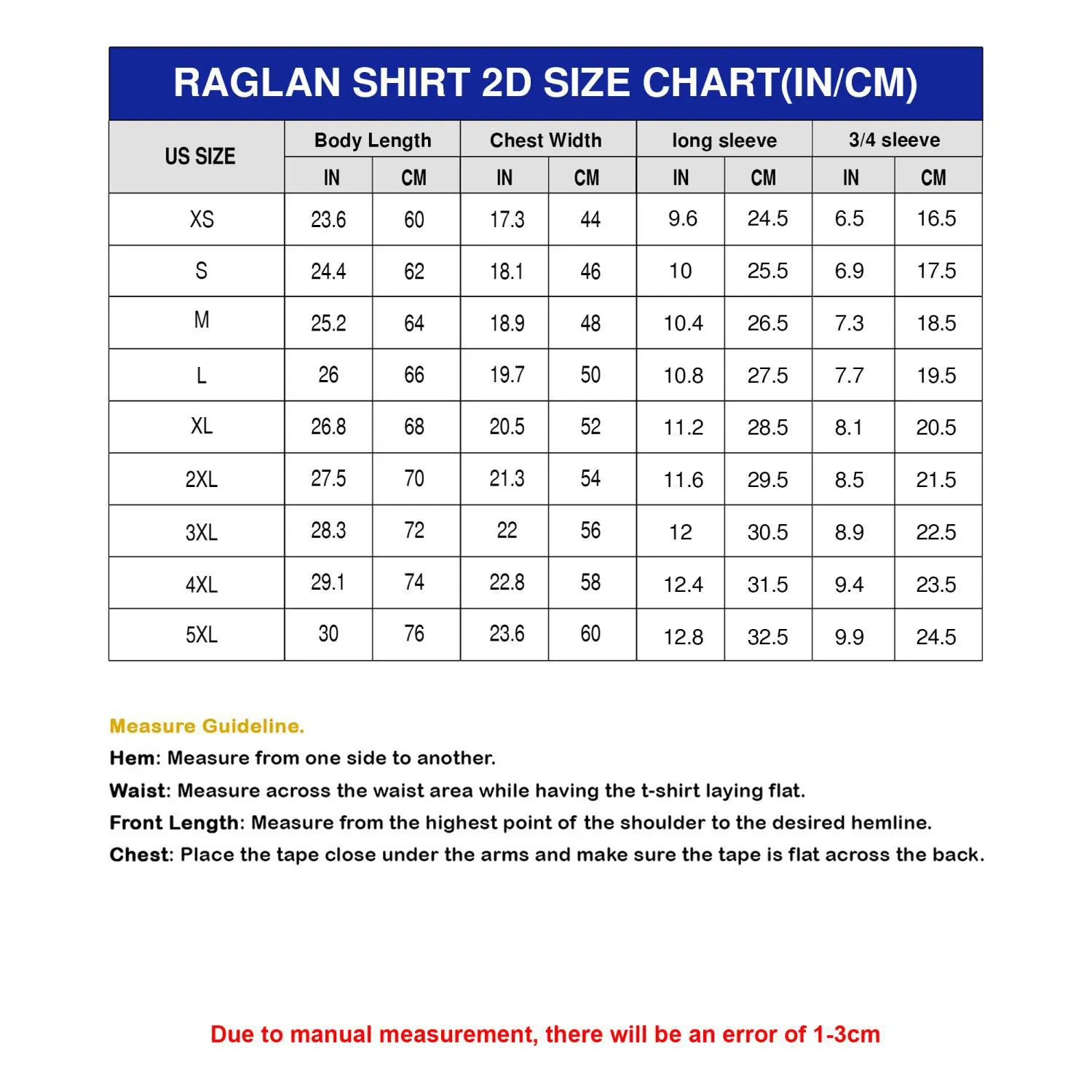 2D Raglan Shirt (3/4 Sleeves)