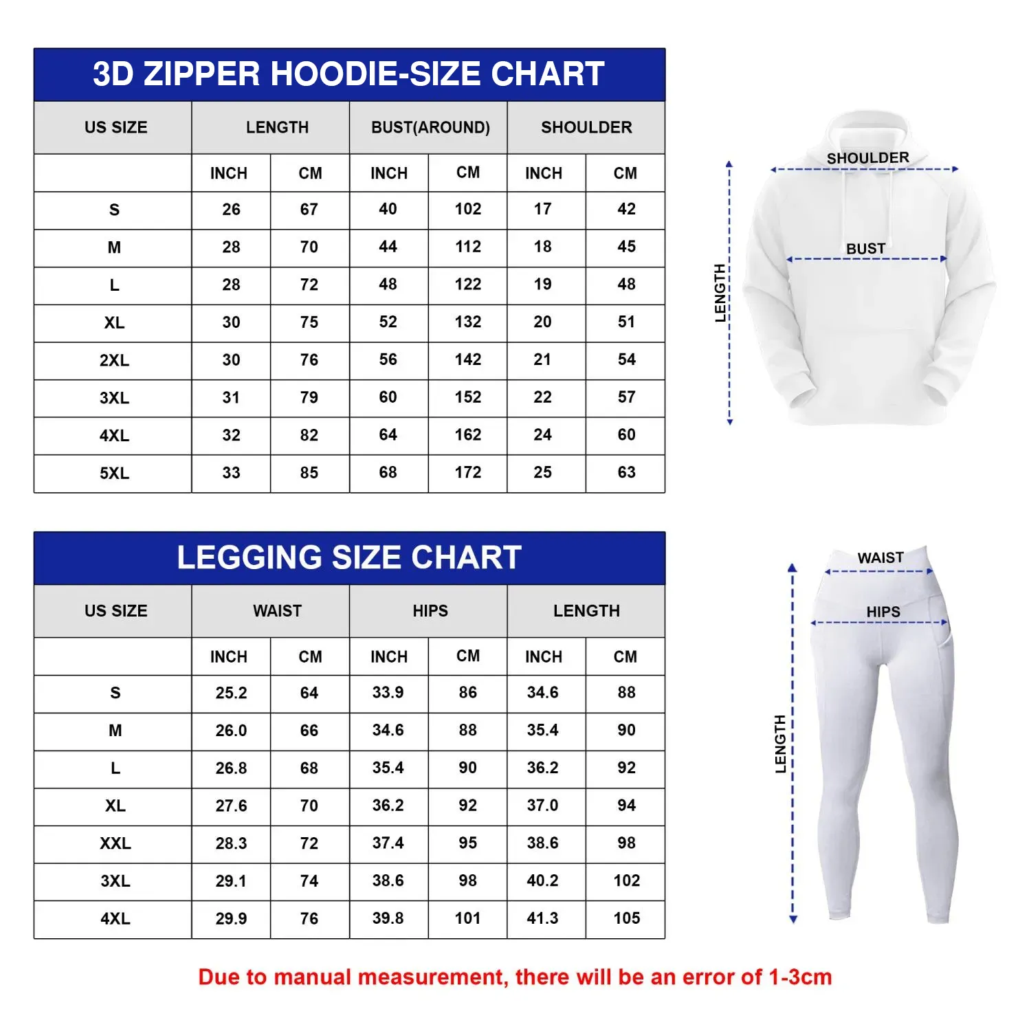 3D Zipper Hoodie and Leggings Set