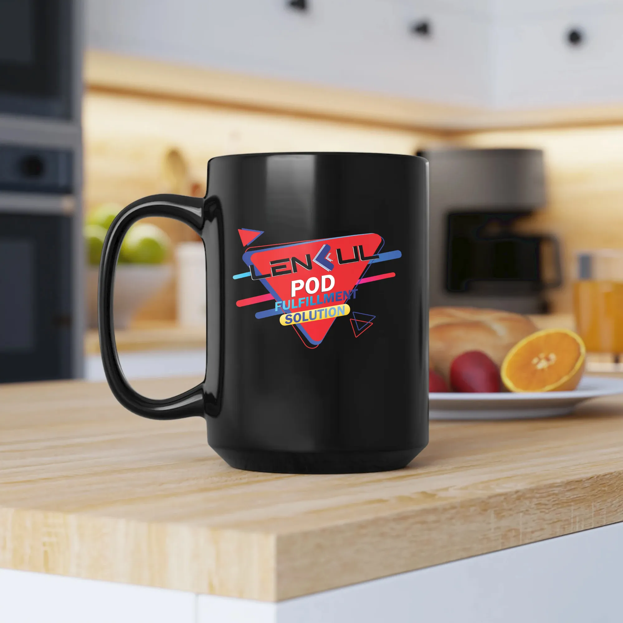 US Black Ceramic Mug 15 Oz