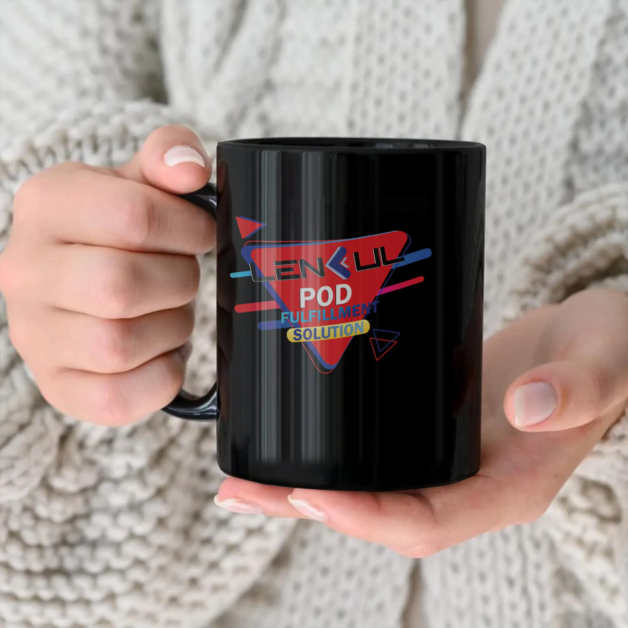 US Black Ceramic Mug 11 Oz