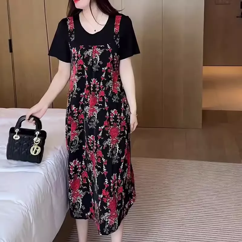 Summer Retro Fake Two-piece Dress