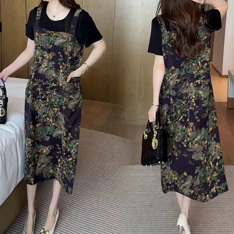 Summer Retro Fake Two-piece Dress