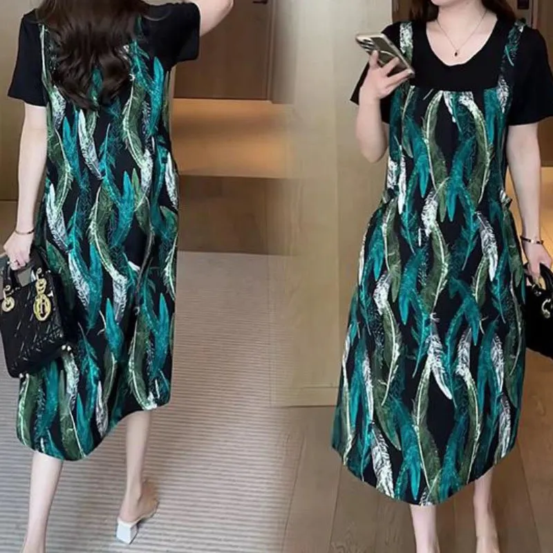 Summer Retro Fake Two-piece Dress