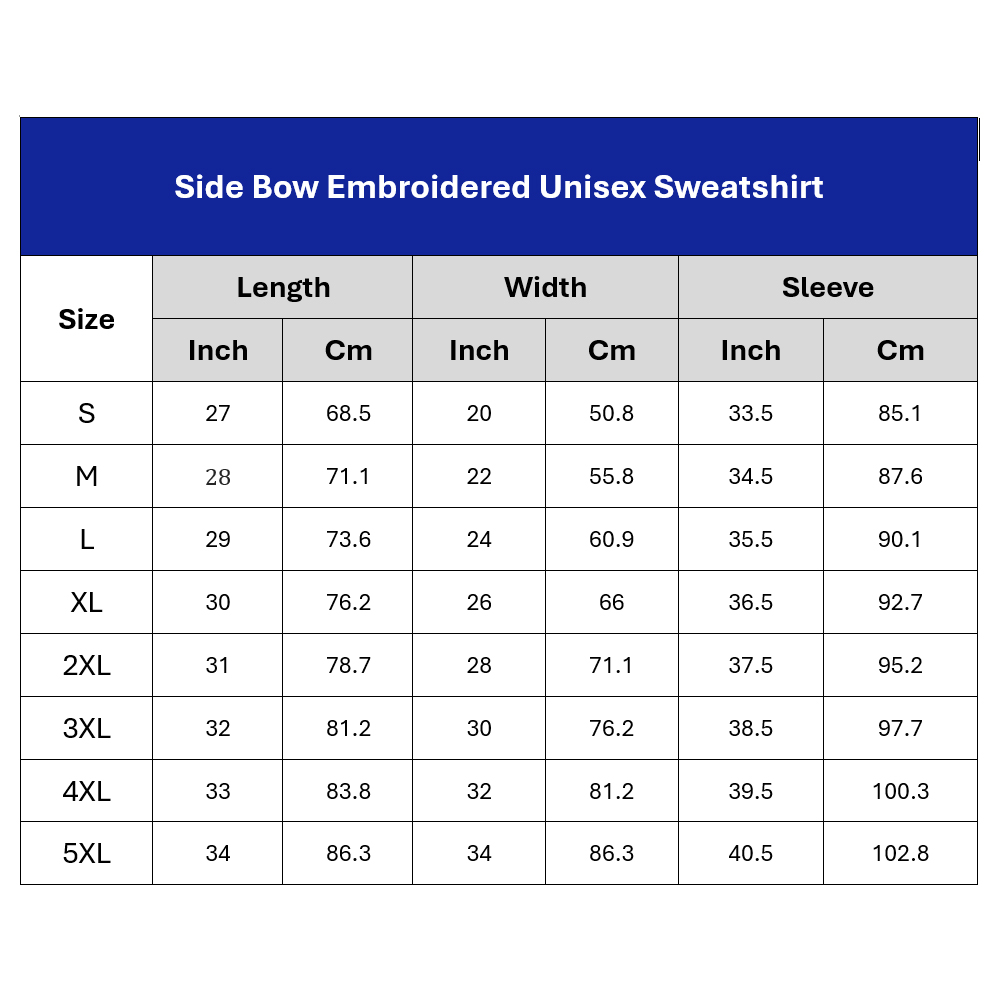 VN Side Bow Embroidered Unisex Sweatshirt