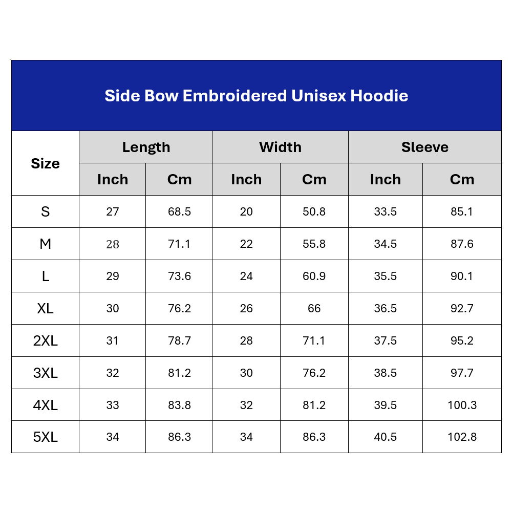 VN Side Bow Embroidered Unisex Hoodie