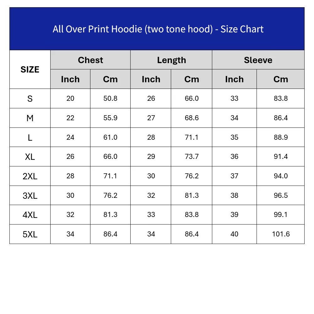 VN All Over Print Hoodie (Two tone hood)