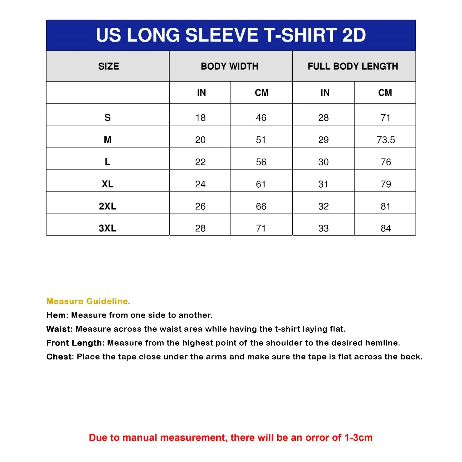 US Long Sleeve T-Shirt 2D (DTG)
