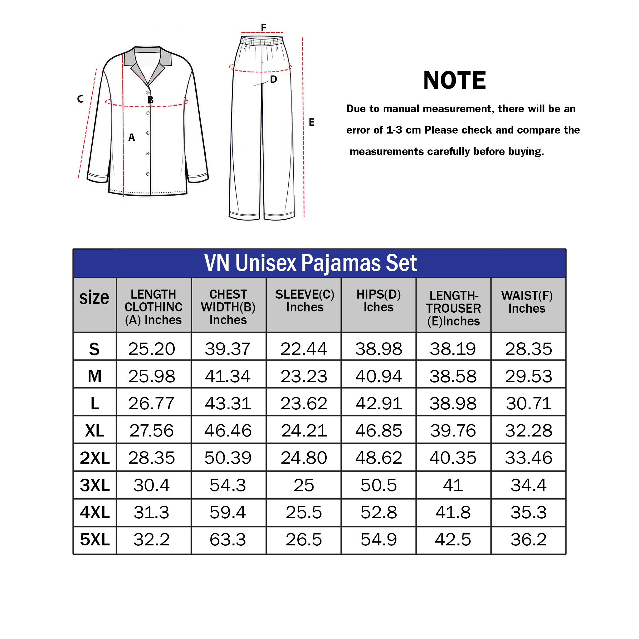 VN Unisex Pajamas Set